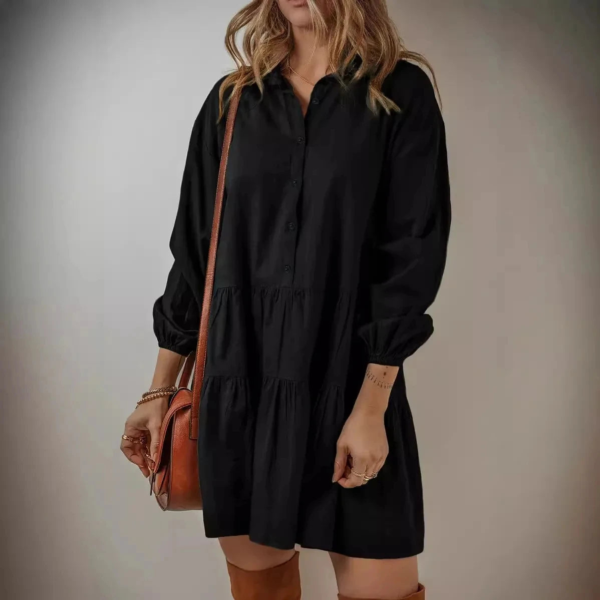 Pleated Shirt Dress Jolina