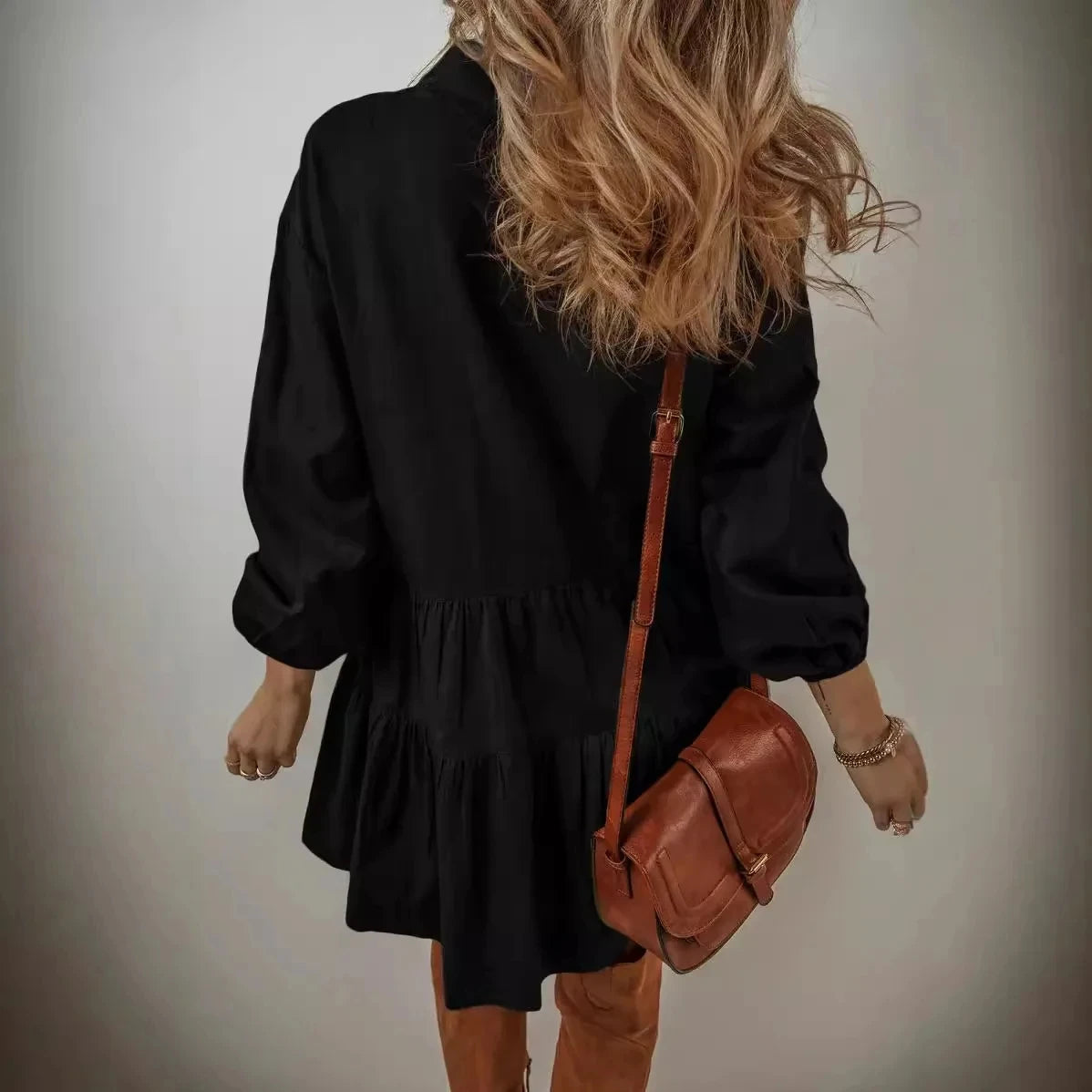 Pleated Shirt Dress Jolina Back View